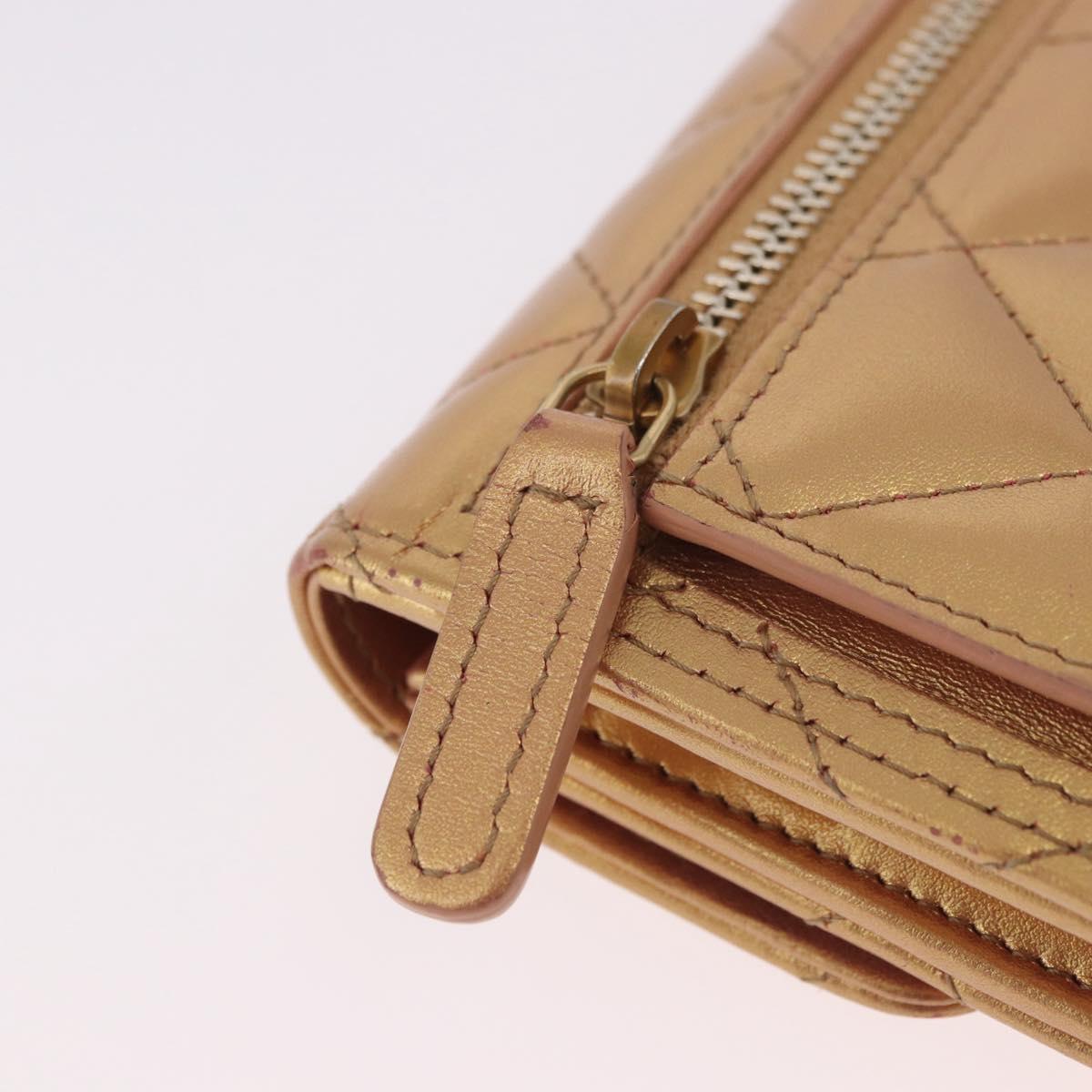 CHANEL Matelasse Compact Wallet Lamb Skin Gold CC Auth 184655M - Jerrillo image 8