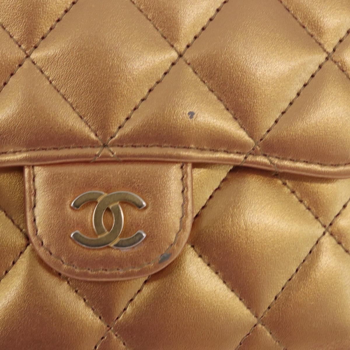 CHANEL Matelasse Compact Wallet Lamb Skin Gold CC Auth 184655M - Jerrillo image 2