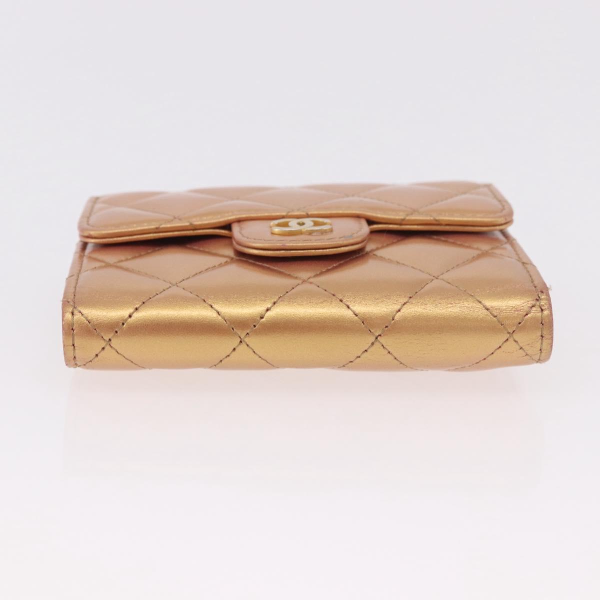CHANEL Matelasse Compact Wallet Lamb Skin Gold CC Auth 184655M - Jerrillo image 7