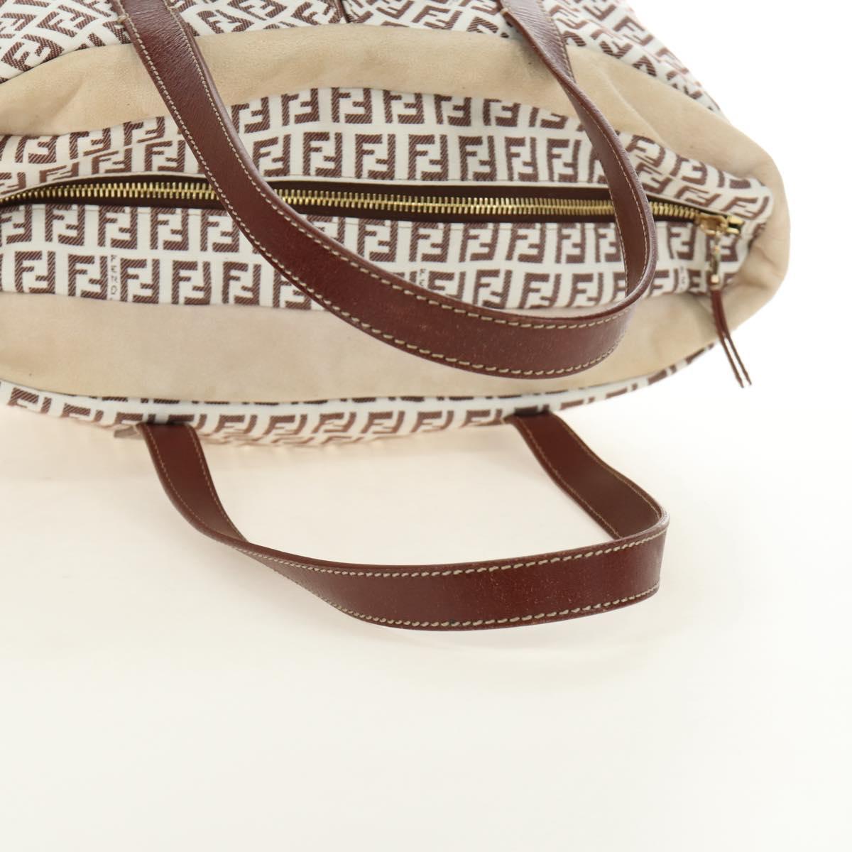 FENDI Zucchino Canvas Tote Bag White Gold Auth 184707V - Jerrillo image 7
