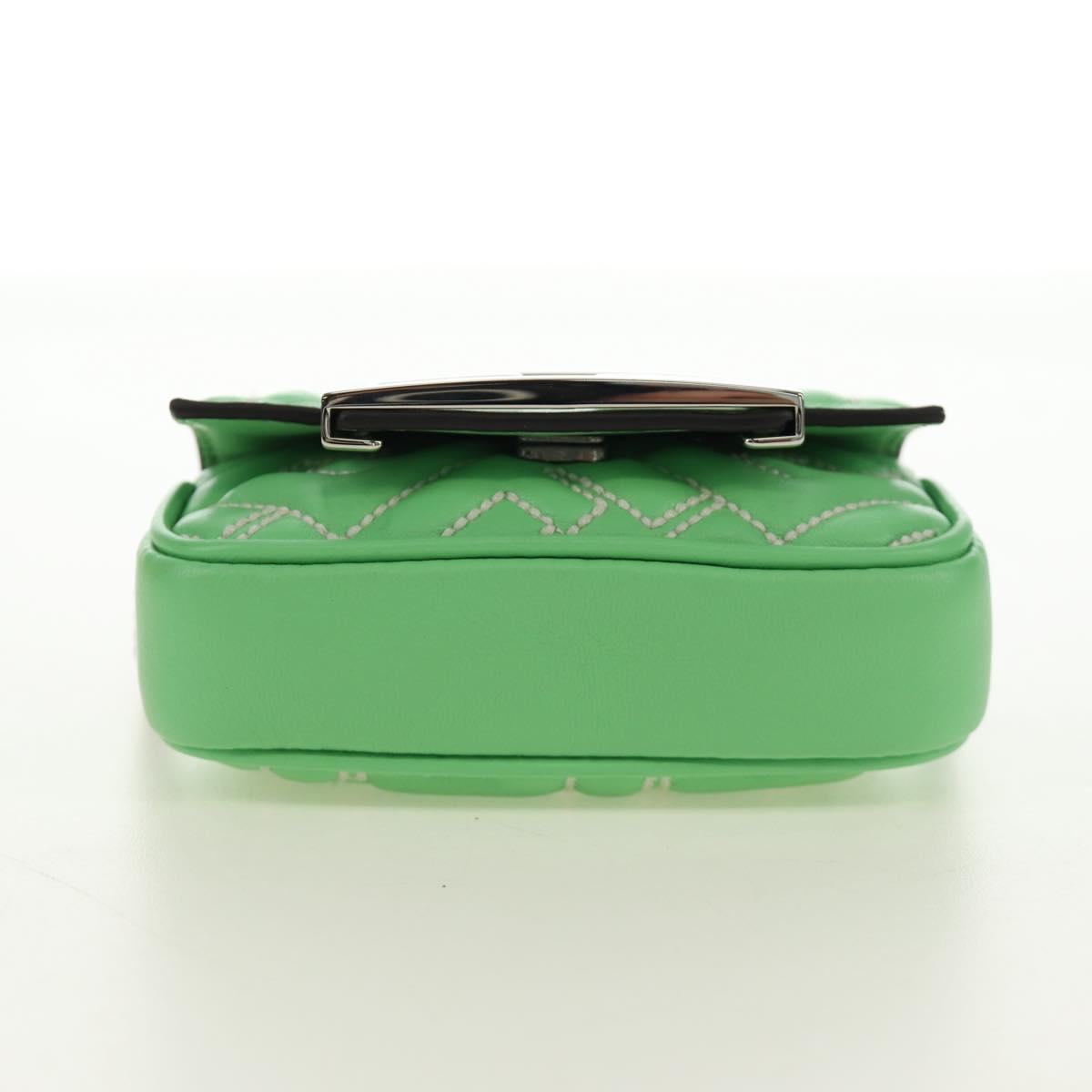 FENDI Nano Baguette Chain Shoulder Pouch Leather 2way green Auth 184863SAM - Jerrillo image 10