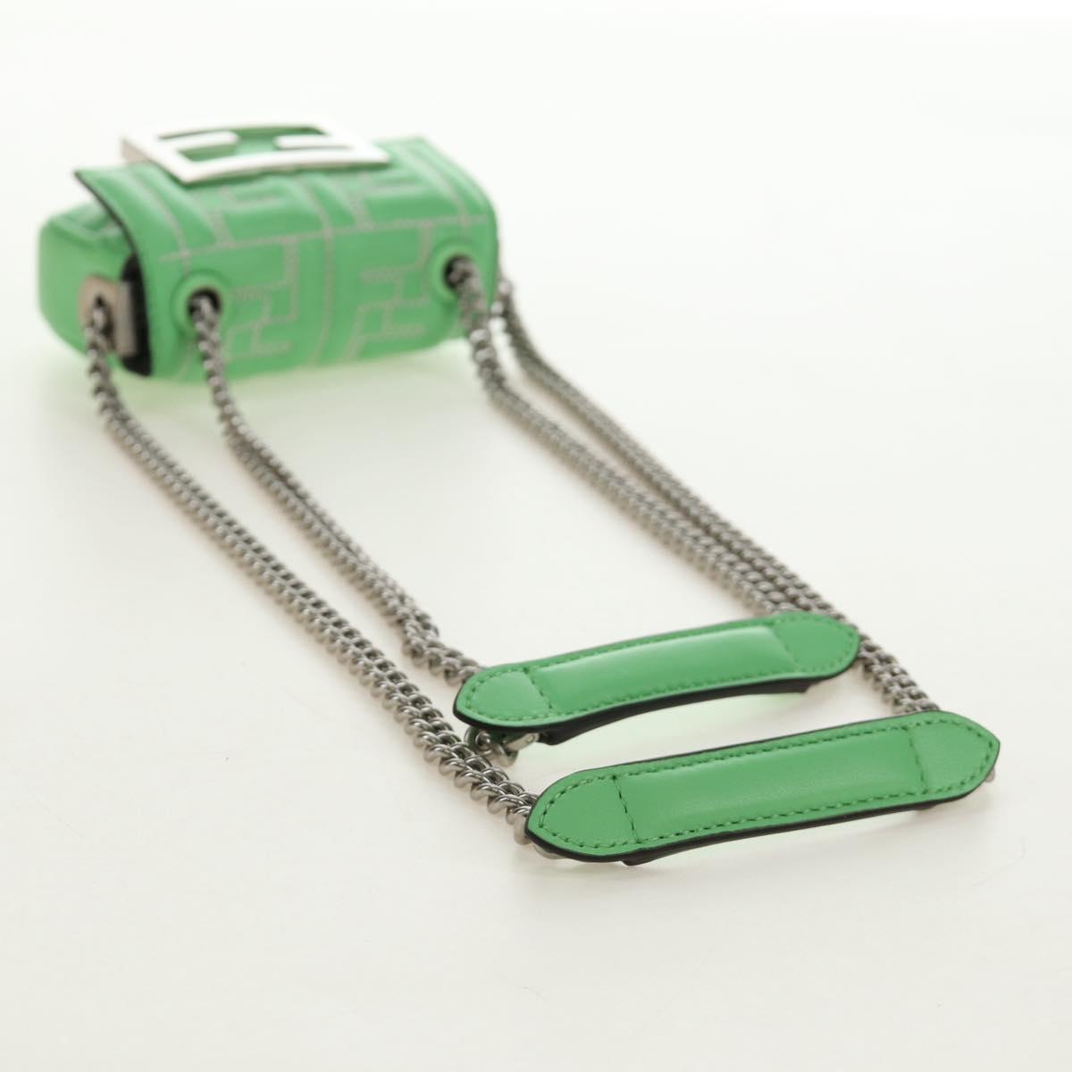 FENDI Nano Baguette Chain Shoulder Pouch Leather 2way green Auth 184863SAM - Jerrillo image 7