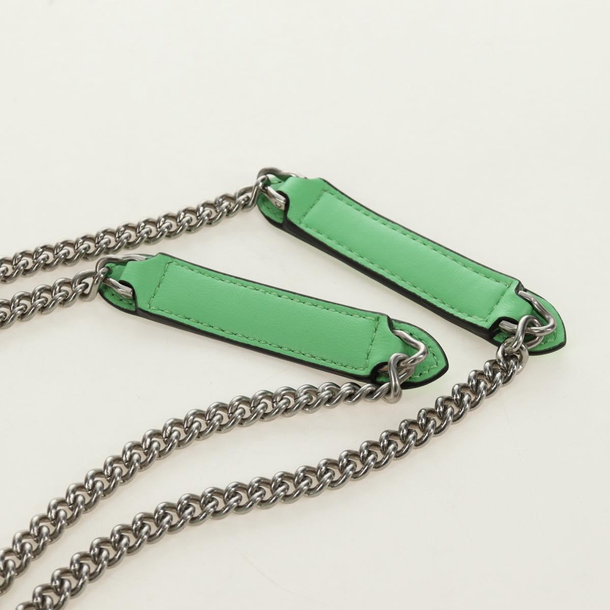 FENDI Nano Baguette Chain Shoulder Pouch Leather 2way green Auth 184863SAM - Jerrillo image 9