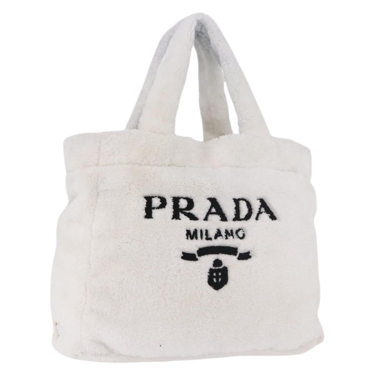 PRADA Tote Bag Pile White Silver Auth 184897V - Jerrillo