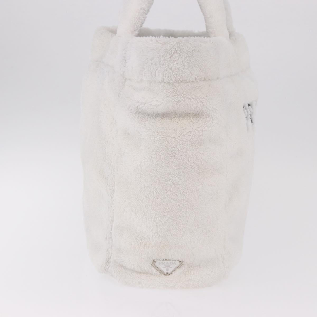 PRADA Tote Bag Pile White Silver Auth 184897V - Jerrillo image 4
