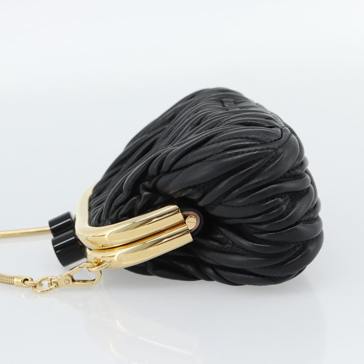 Miu Miu Bell Matelasse Chain Shoulder Bag Leather Black Gold Auth 184906SAM - Jerrillo image 3