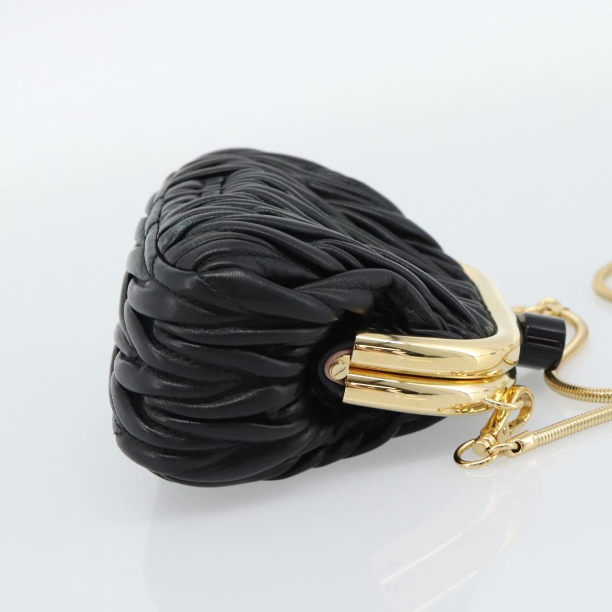 Miu Miu Bell Matelasse Chain Shoulder Bag Leather Black Gold Auth 184906SAM - Jerrillo image 4