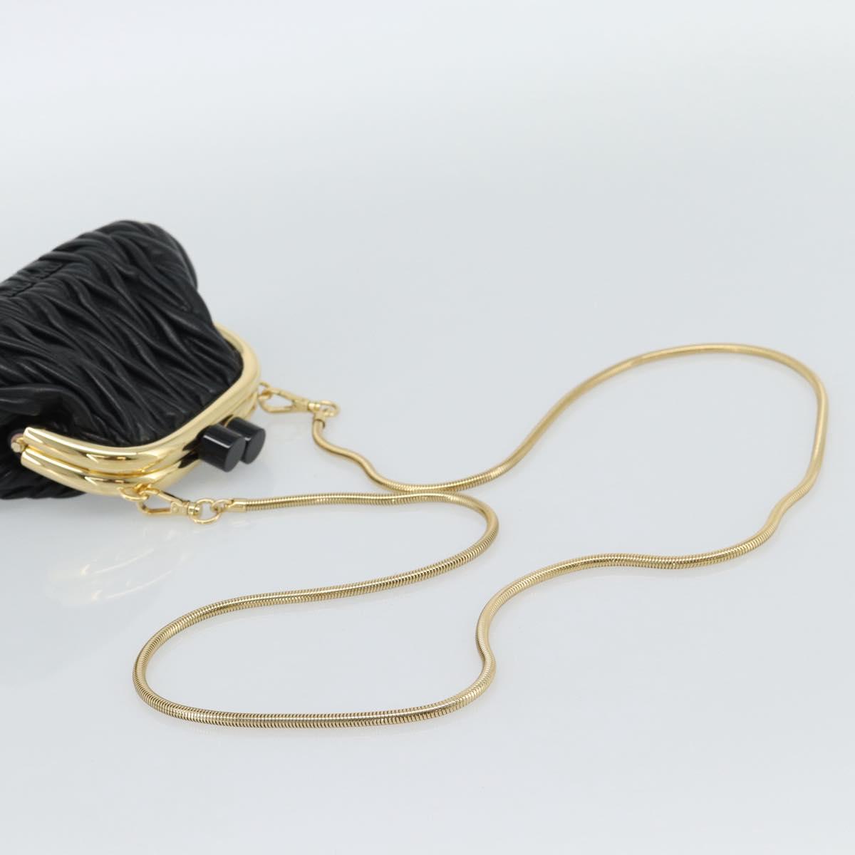 Miu Miu Bell Matelasse Chain Shoulder Bag Leather Black Gold Auth 184906SAM - Jerrillo image 7