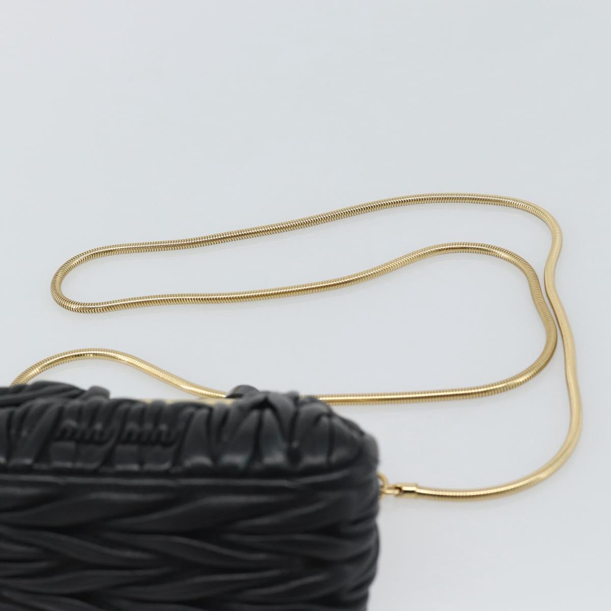 Miu Miu Bell Matelasse Chain Shoulder Bag Leather Black Gold Auth 184906SAM - Jerrillo image 8