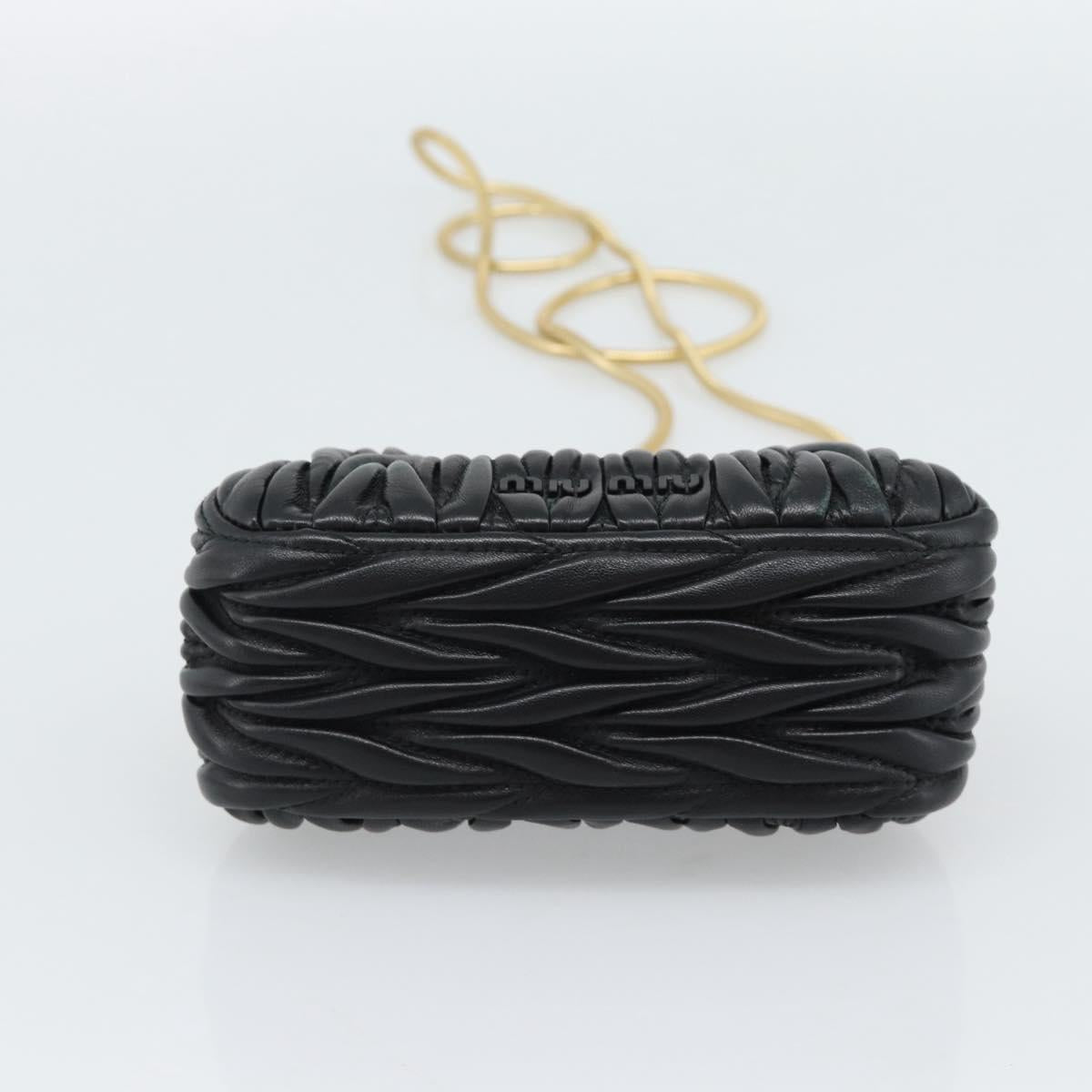 Miu Miu Bell Matelasse Chain Shoulder Bag Leather Black Gold Auth 184906SAM - Jerrillo image 5