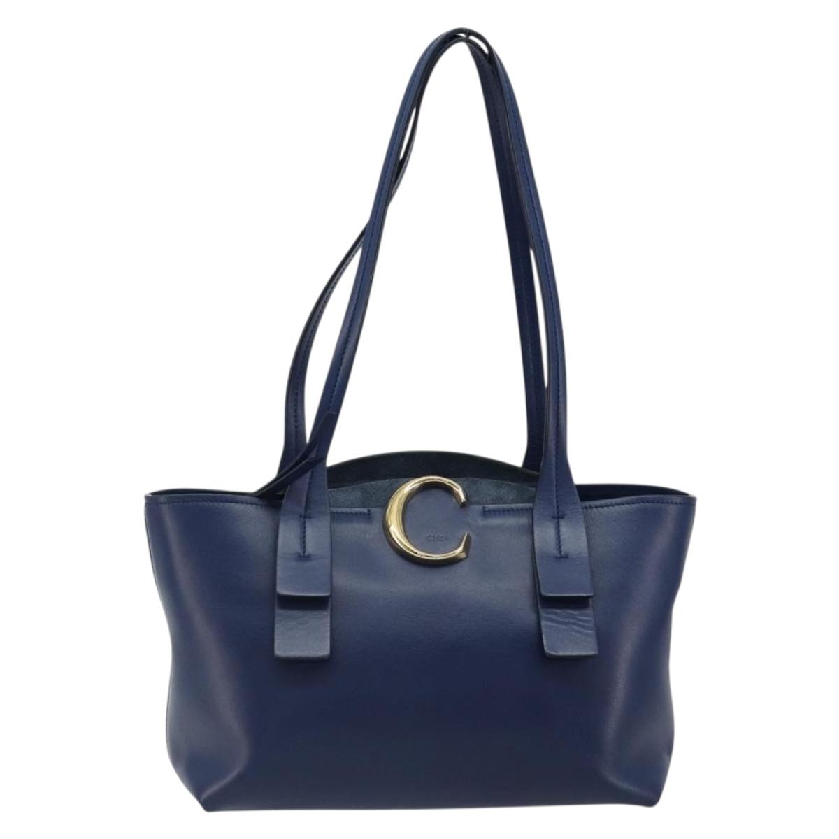 Chloe Tote Bag Leather Blue Gold Auth 184989A - Jerrillo image 2
