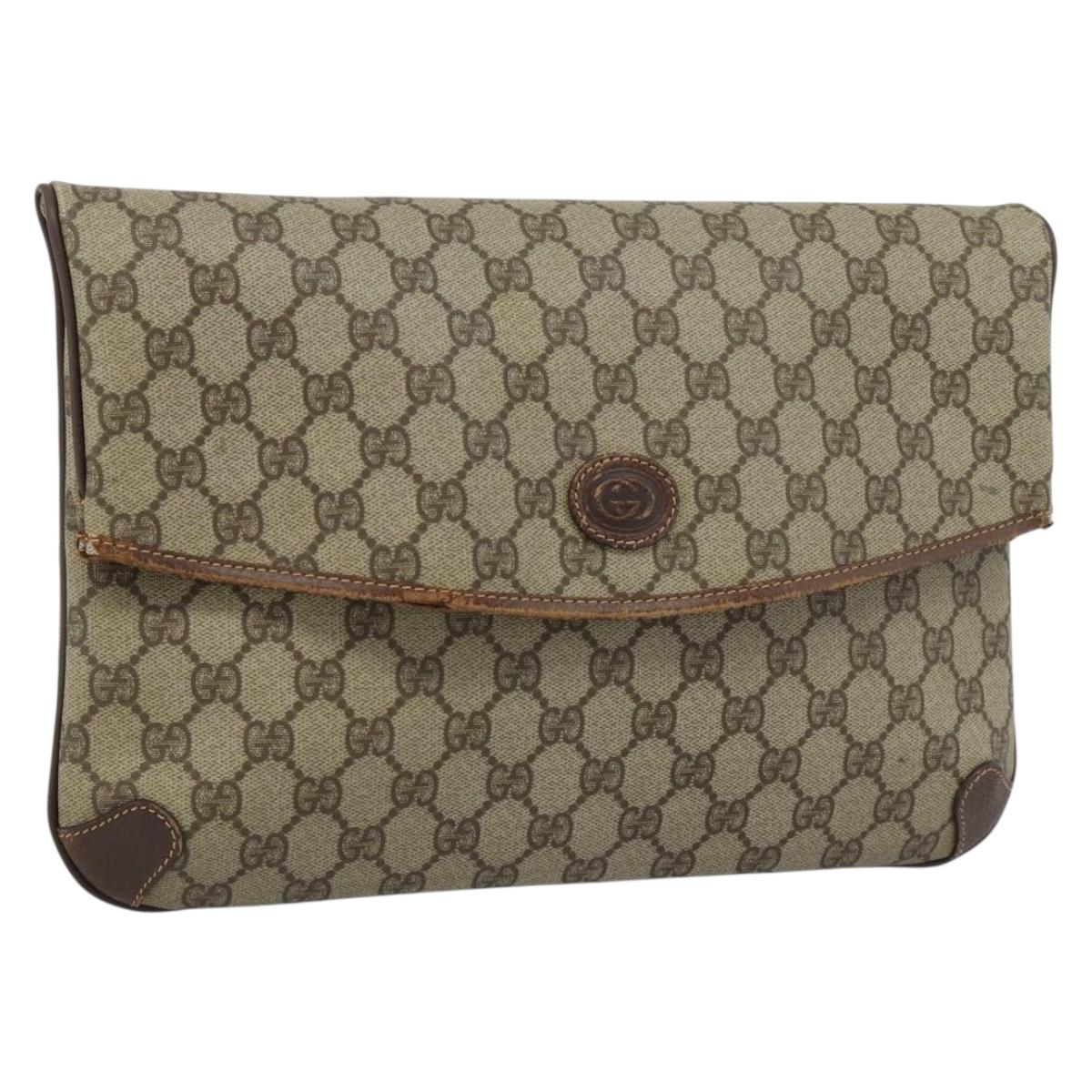 GUCCI GG Supreme Clutch Bag PVC Beige Gold 004 39 6092 Auth 184990 - Jerrillo