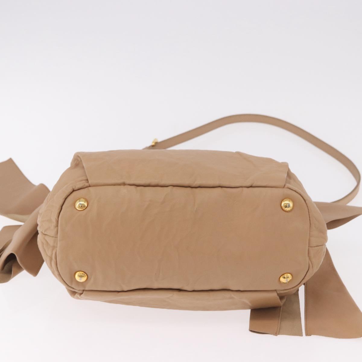 PRADA Tote Bag Canvas Leather 2way Beige Gold Auth 185028V - Jerrillo image 5