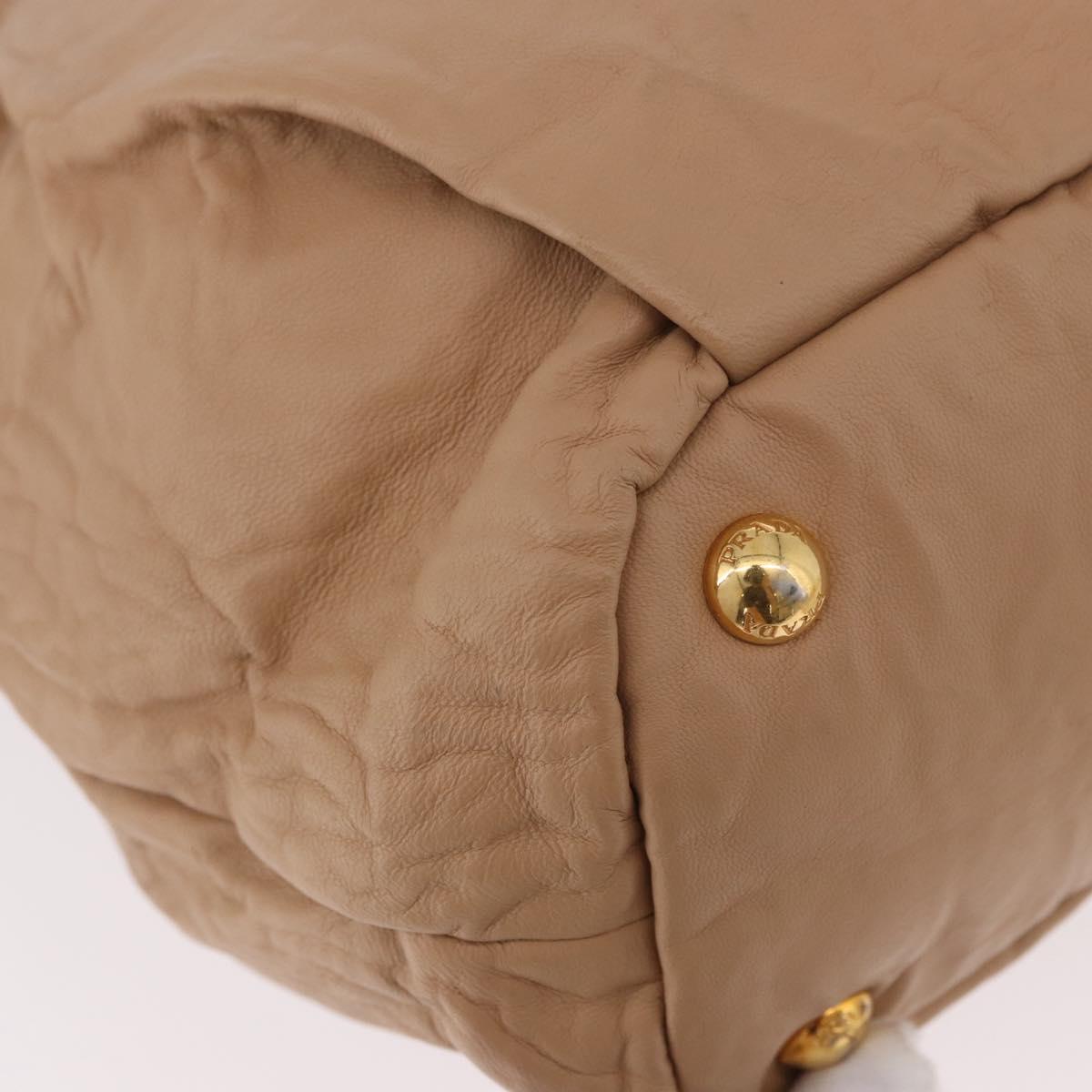 PRADA Tote Bag Canvas Leather 2way Beige Gold Auth 185028V - Jerrillo image 9