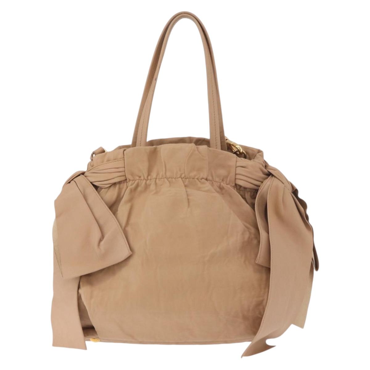 PRADA Tote Bag Canvas Leather 2way Beige Gold Auth 185028V - Jerrillo image 2