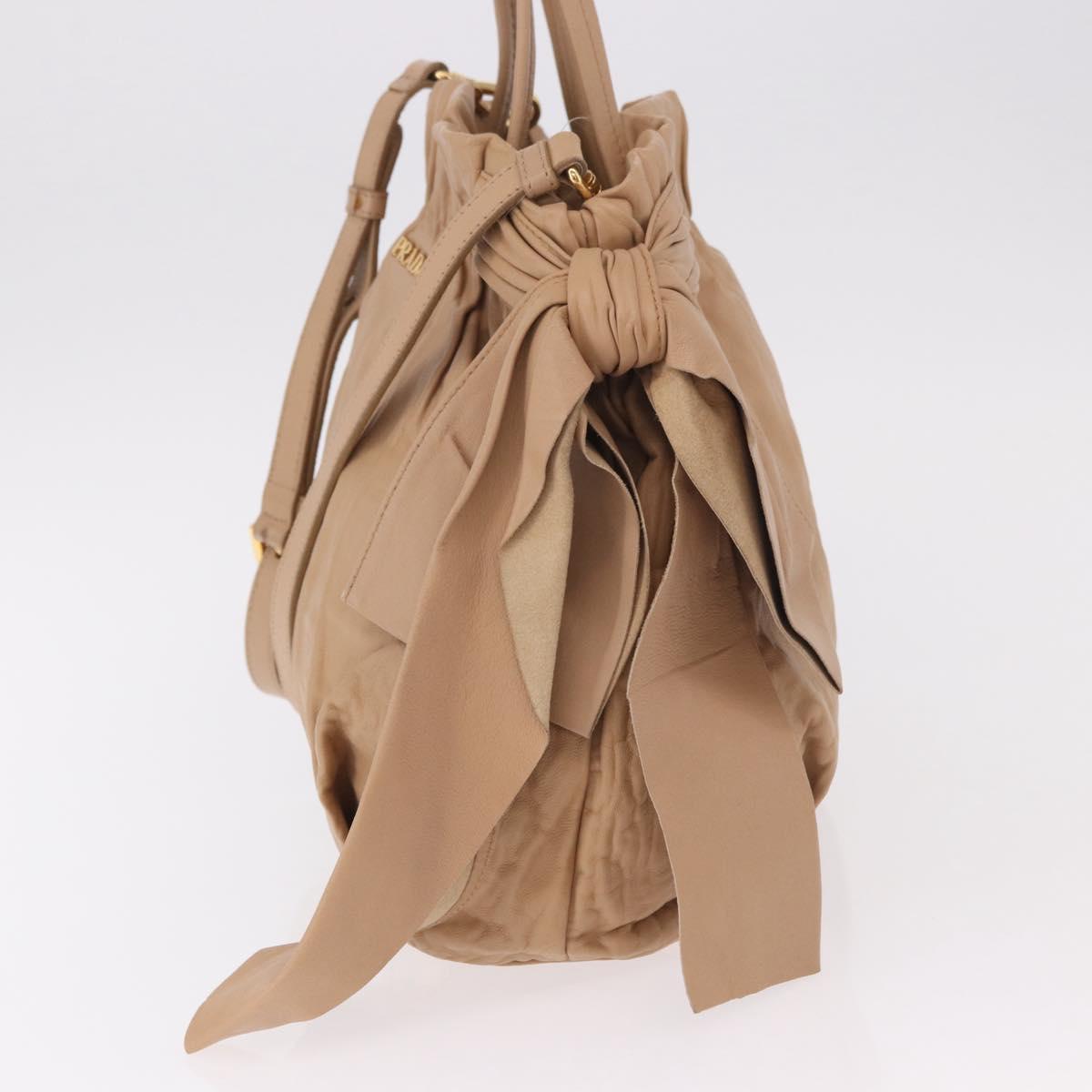 PRADA Tote Bag Canvas Leather 2way Beige Gold Auth 185028V - Jerrillo image 3