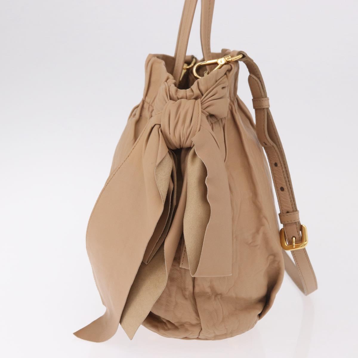 PRADA Tote Bag Canvas Leather 2way Beige Gold Auth 185028V - Jerrillo image 4
