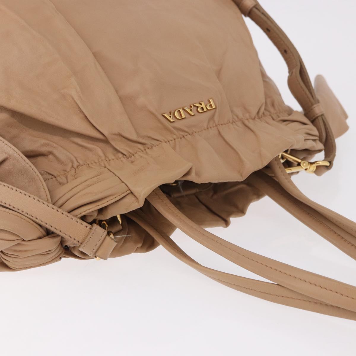 PRADA Tote Bag Canvas Leather 2way Beige Gold Auth 185028V - Jerrillo image 6