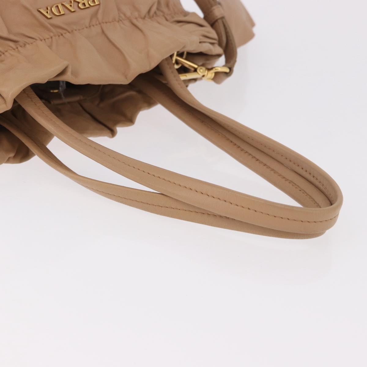 PRADA Tote Bag Canvas Leather 2way Beige Gold Auth 185028V - Jerrillo image 7