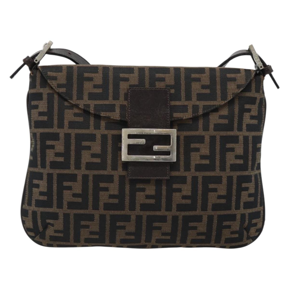 FENDI Zucca Canvas Mamma Baguette Shoulder Bag Black Brown Auth 185075V - Jerrillo image 2