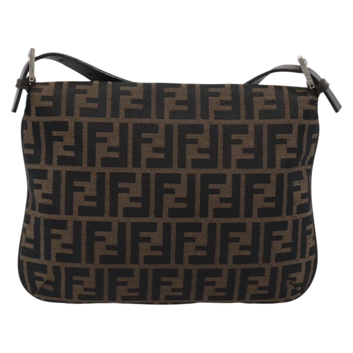 FENDI Zucca Canvas Mamma Baguette Shoulder Bag Black Brown Auth 185075V - Jerrillo image 3