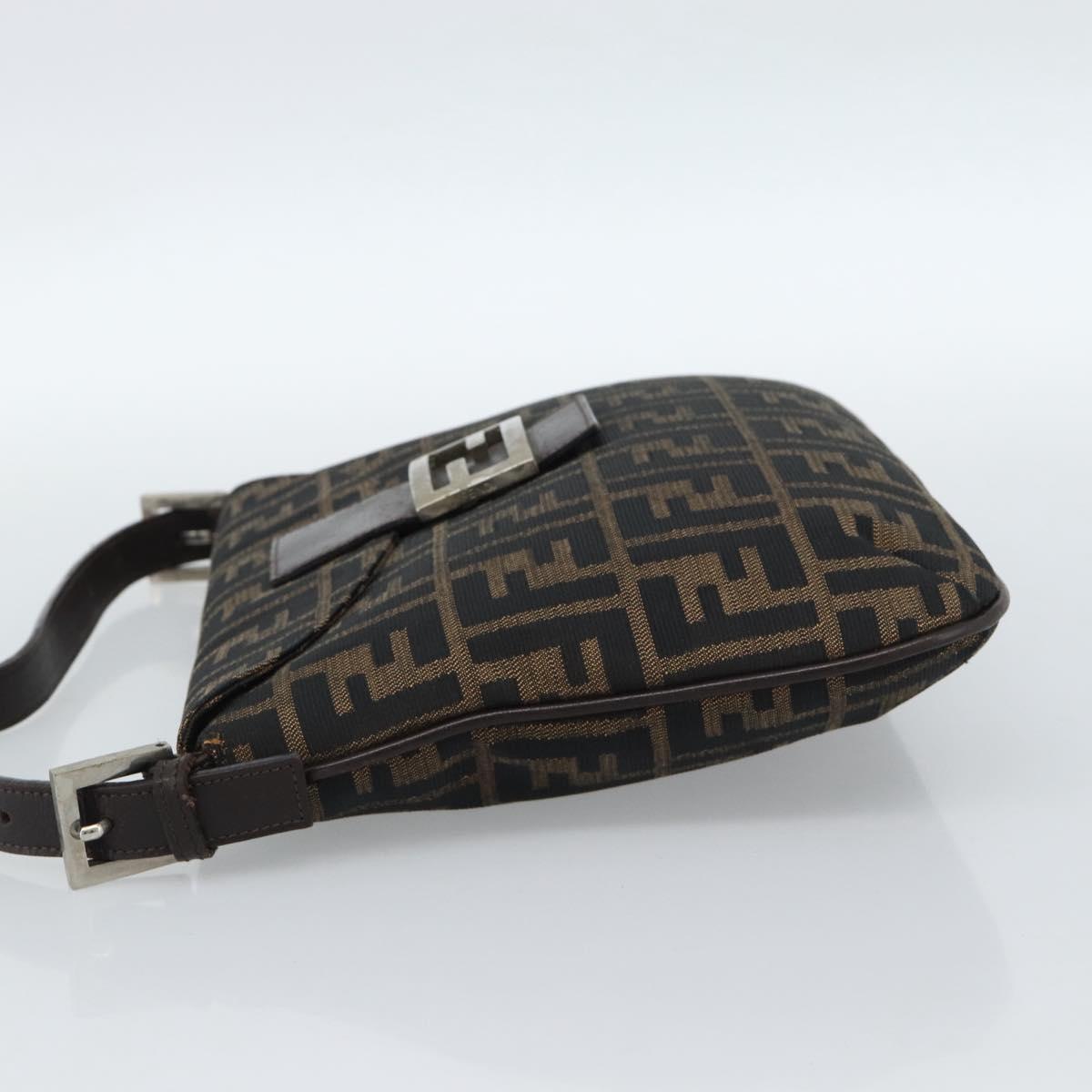 FENDI Zucca Canvas Mamma Baguette Shoulder Bag Black Brown Auth 185075V - Jerrillo image 4