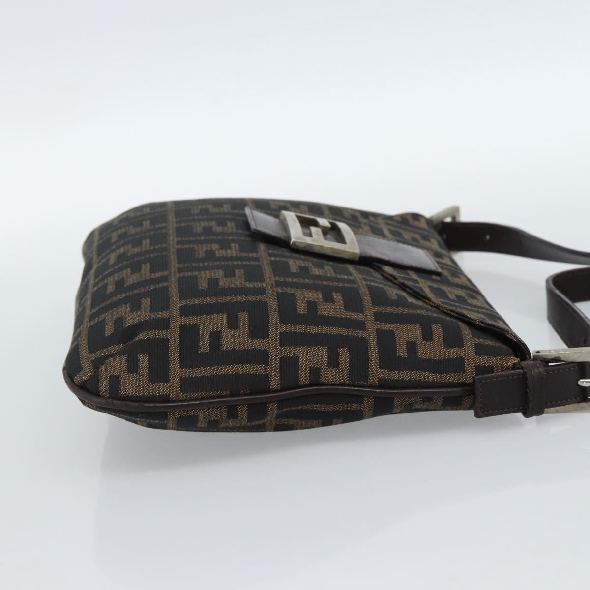 FENDI Zucca Canvas Mamma Baguette Shoulder Bag Black Brown Auth 185075V - Jerrillo image 5