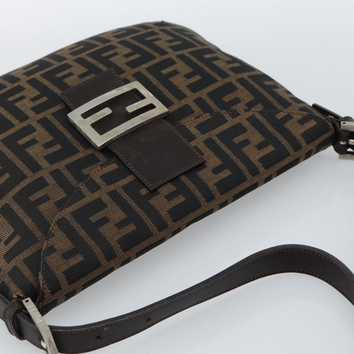 FENDI Zucca Canvas Mamma Baguette Shoulder Bag Black Brown Auth 185075V - Jerrillo image 6