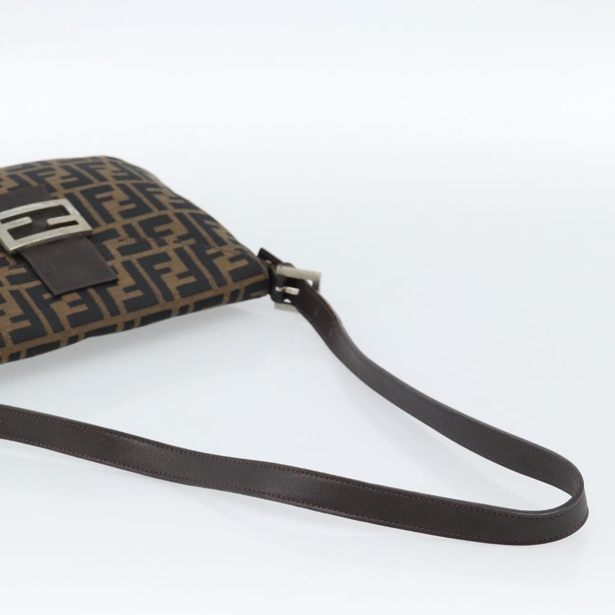 FENDI Zucca Canvas Mamma Baguette Shoulder Bag Black Brown Auth 185075V - Jerrillo image 7