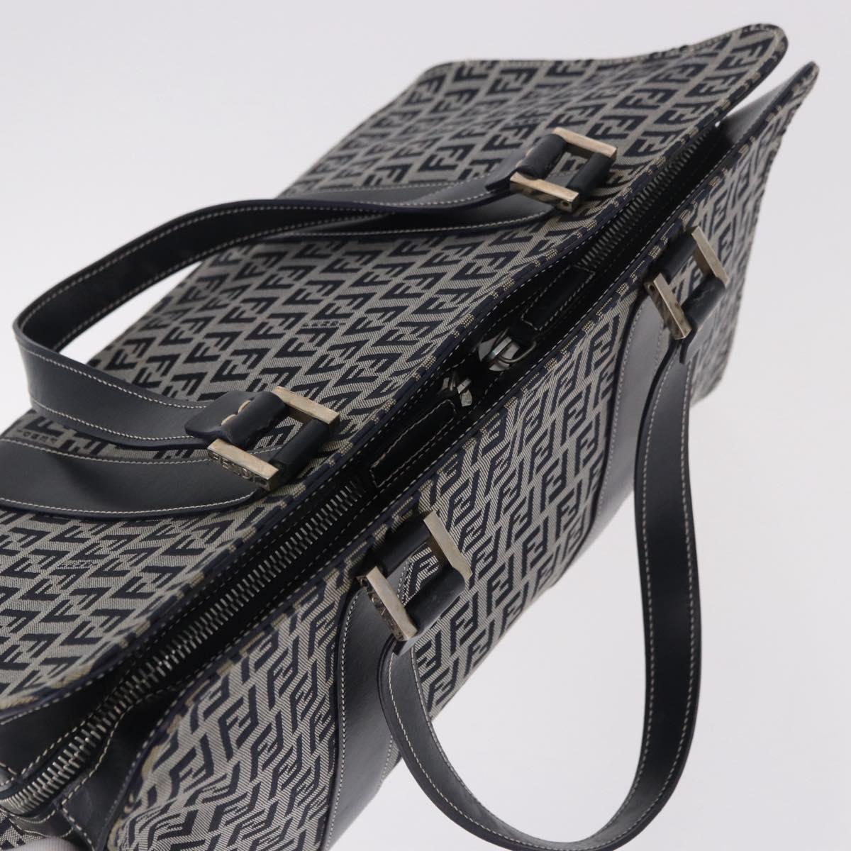 FENDI Zucchino Canvas Hand Bag Navy Silver Auth 185085V - Jerrillo image 6