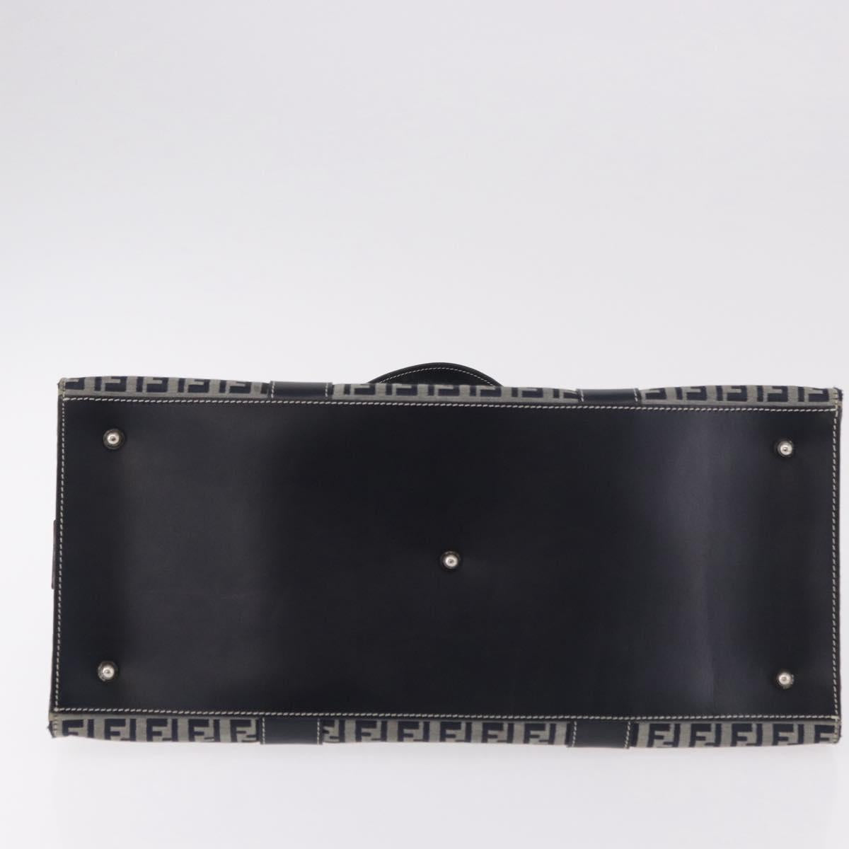 FENDI Zucchino Canvas Hand Bag Navy Silver Auth 185085V - Jerrillo image 9
