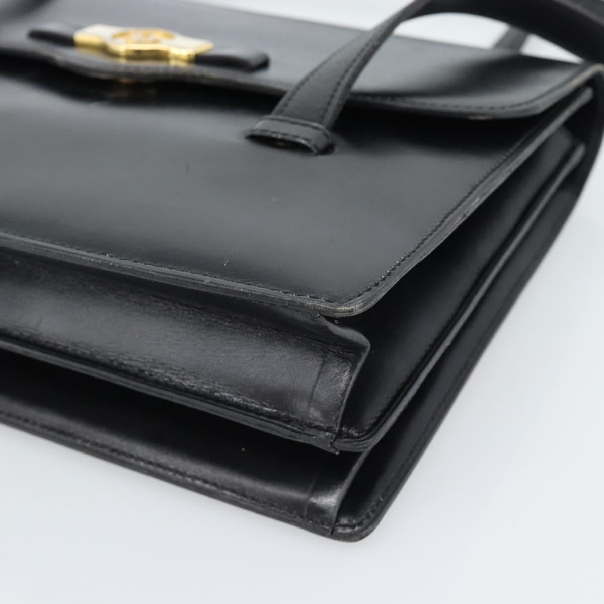 Christian Dior Hand Bag Leather Black Gold Auth 185093 - Jerrillo image 10