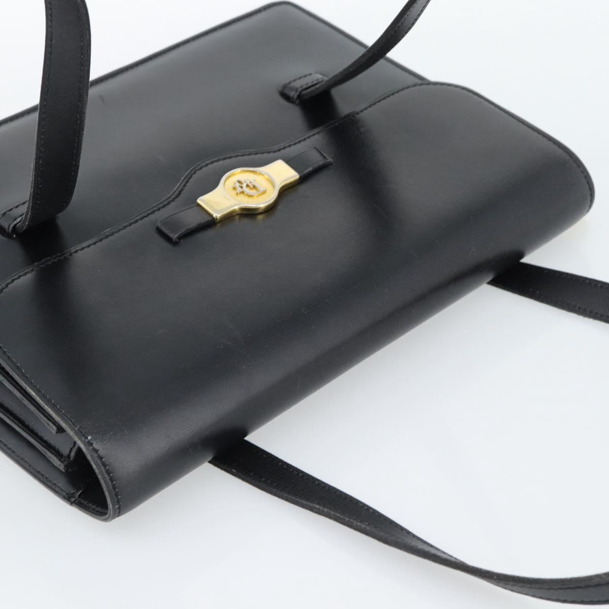 Christian Dior Hand Bag Leather Black Gold Auth 185093 - Jerrillo image 6