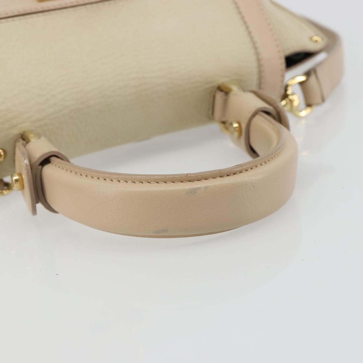 Salvatore Ferragamo Gancini Hand Bag Leather 2way Ivory Gold Auth 185142A - Jerrillo image 7