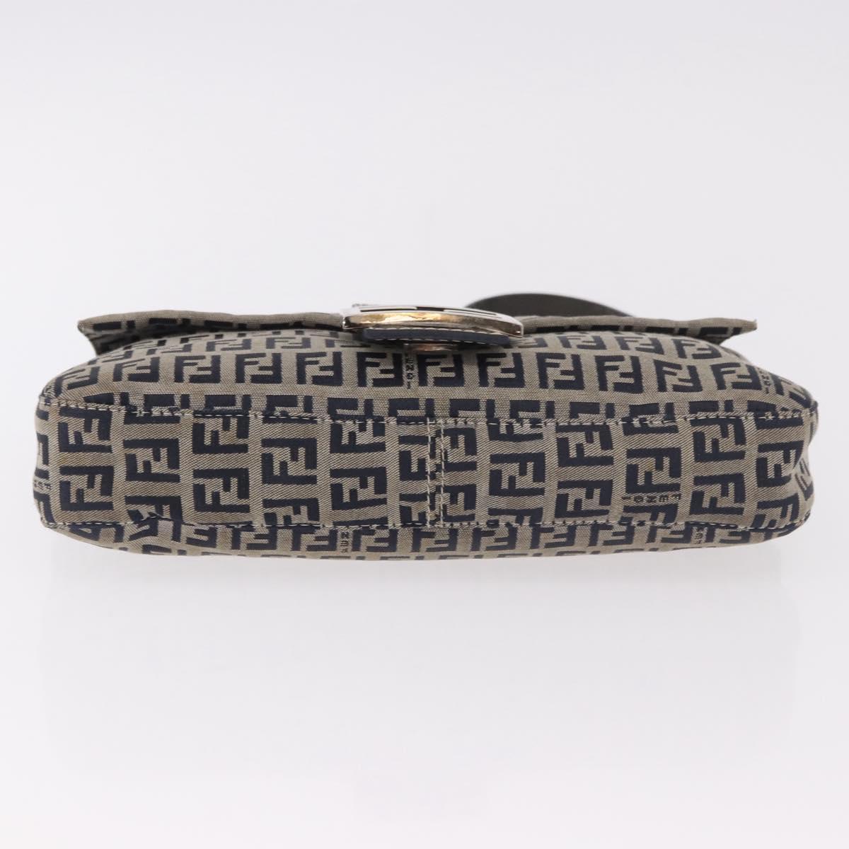 FENDI Zucchino Canvas Mamma Baguette Shoulder Bag Navy Silver Auth 185146SAV - Jerrillo image 6