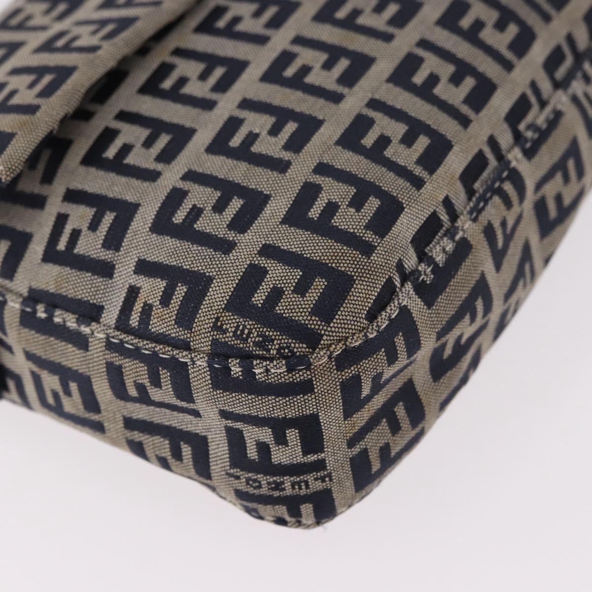 FENDI Zucchino Canvas Mamma Baguette Shoulder Bag Navy Silver Auth 185146SAV - Jerrillo image 9