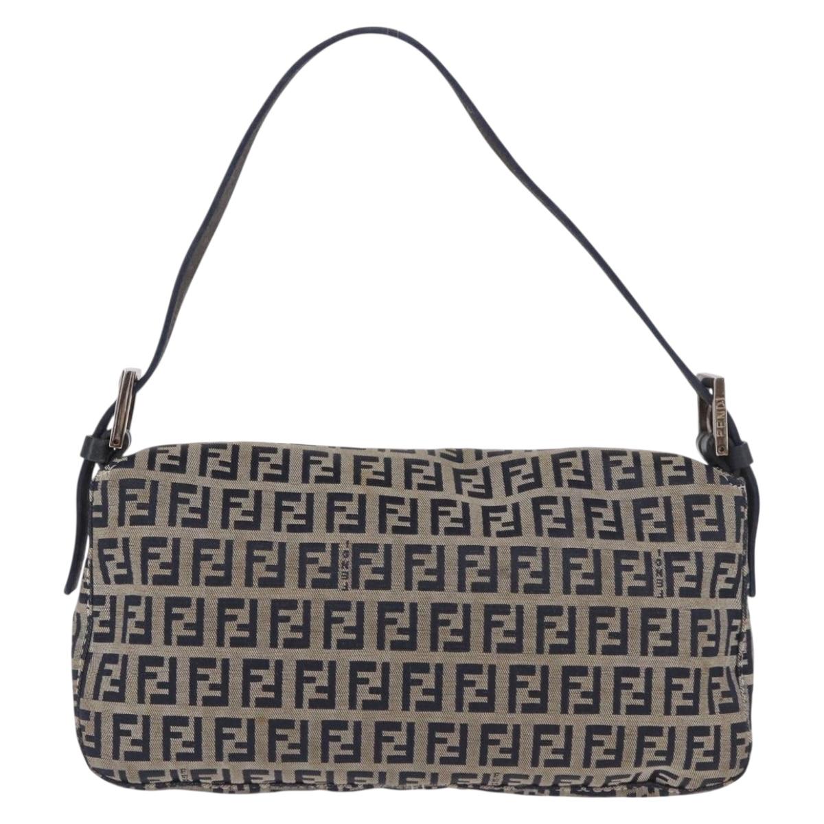 FENDI Zucchino Canvas Mamma Baguette Shoulder Bag Navy Silver Auth 185146SAV - Jerrillo image 2