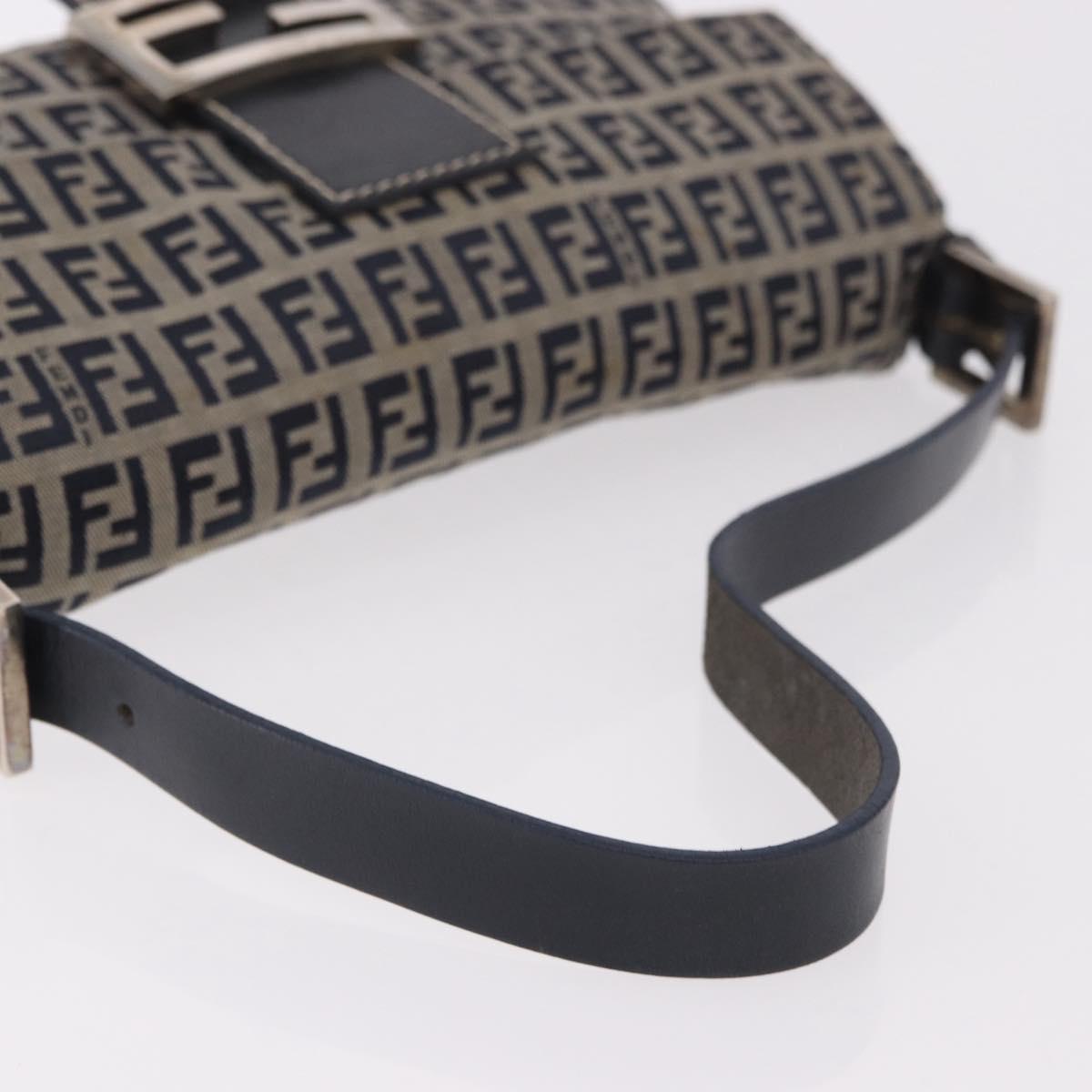 FENDI Zucchino Canvas Mamma Baguette Shoulder Bag Navy Silver Auth 185146SAV - Jerrillo image 8