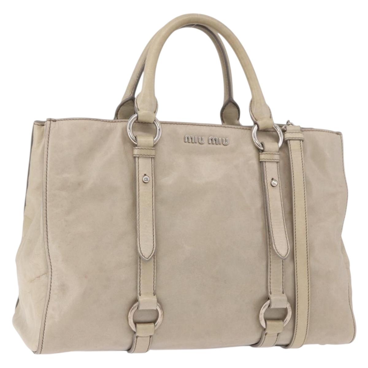 Miu Miu Hand Bag Leather 2way Gray Silver Auth 185170V - Jerrillo