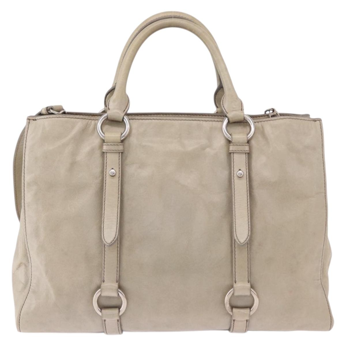 Miu Miu Hand Bag Leather 2way Gray Silver Auth 185170V - Jerrillo image 2