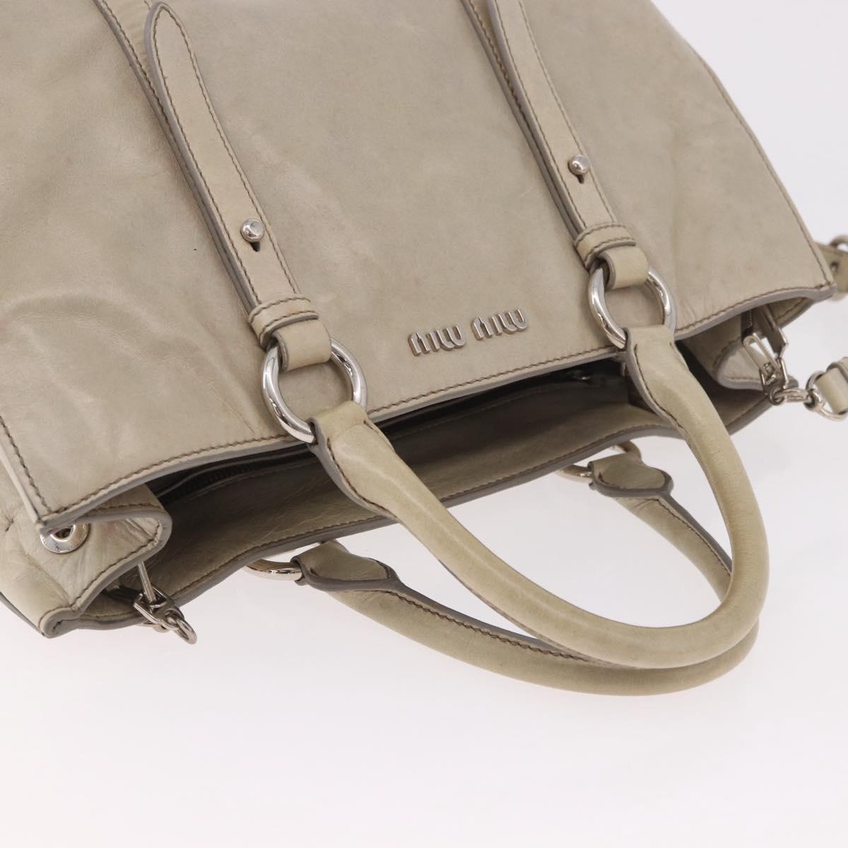 Miu Miu Hand Bag Leather 2way Gray Silver Auth 185170V - Jerrillo image 7
