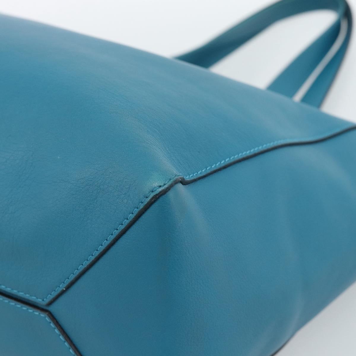 LOEWE Anagram East West Tote Bag Leather Turquoise Blue Silver Auth 185182V - Jerrillo image 9