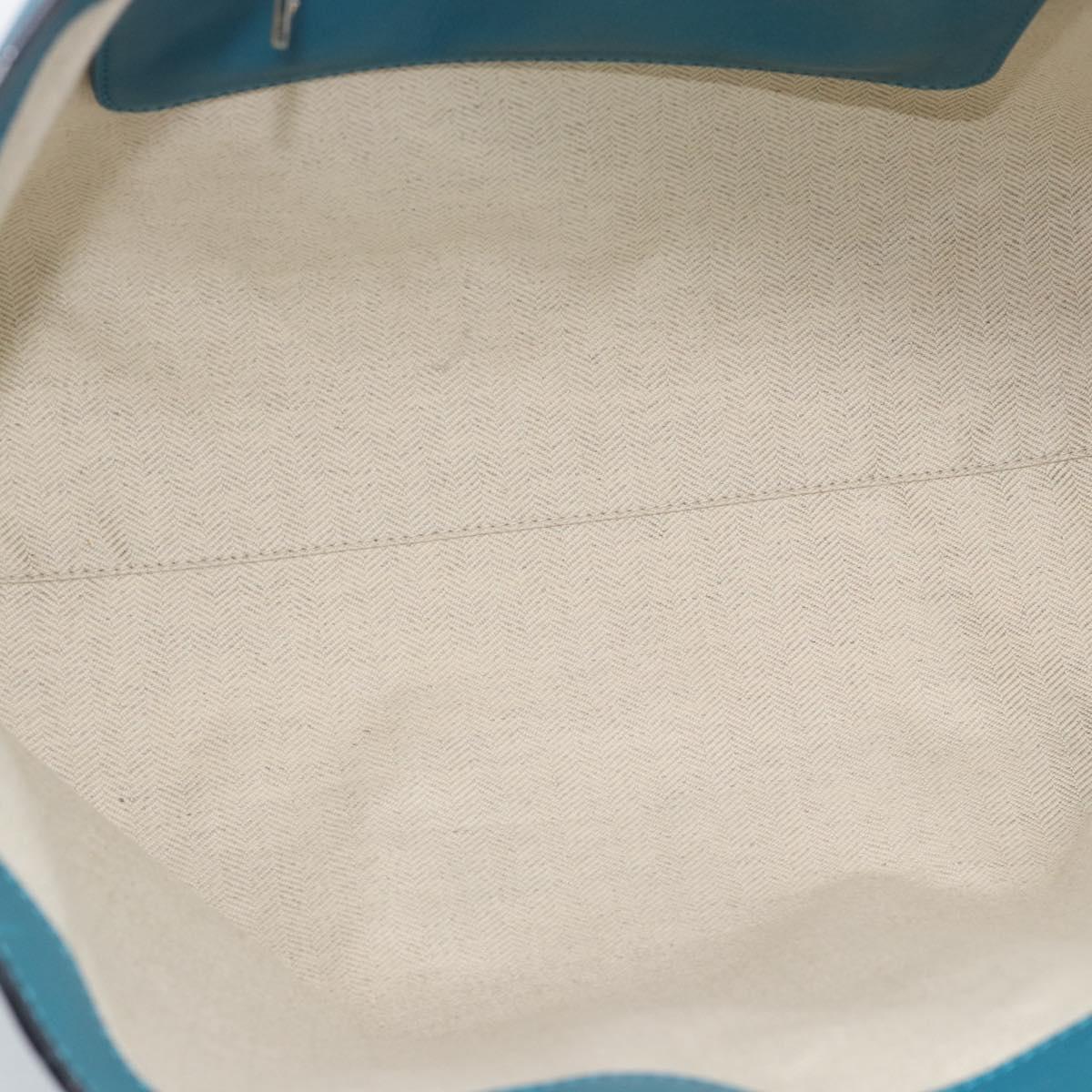 LOEWE Anagram East West Tote Bag Leather Turquoise Blue Silver Auth 185182V - Jerrillo image 10