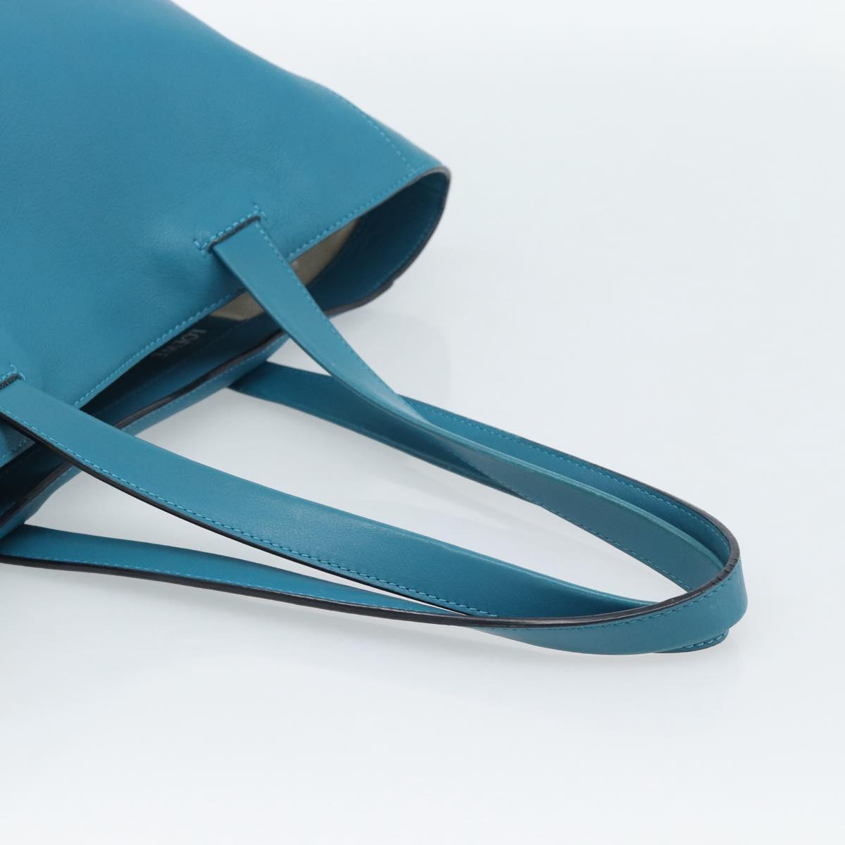 LOEWE Anagram East West Tote Bag Leather Turquoise Blue Silver Auth 185182V - Jerrillo image 7