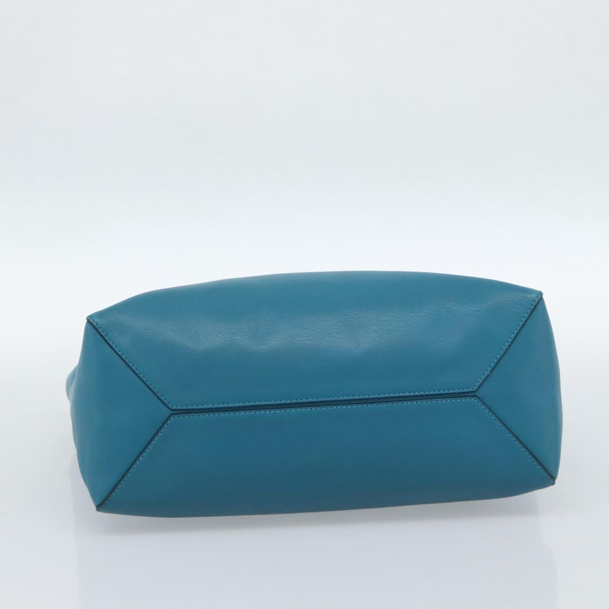 LOEWE Anagram East West Tote Bag Leather Turquoise Blue Silver Auth 185182V - Jerrillo image 5