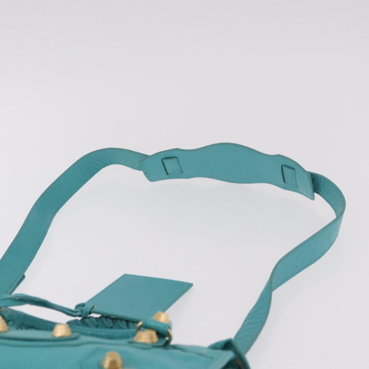 BALENCIAGA Giant Mini City Bag Leather 2way Turquoise Blue 309544 Auth 185402SAM - Jerrillo image 10