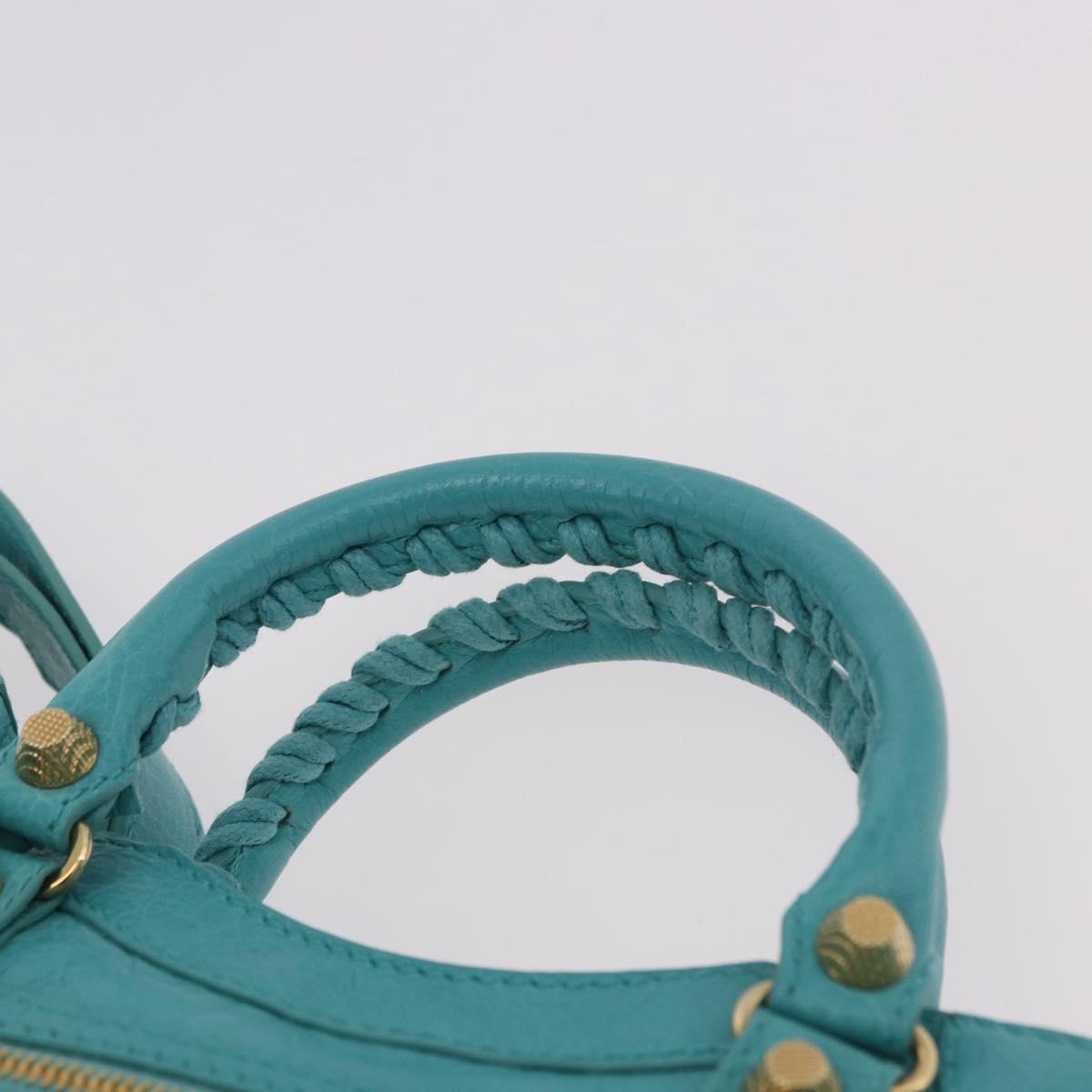 BALENCIAGA Giant Mini City Bag Leather 2way Turquoise Blue 309544 Auth 185402SAM - Jerrillo image 8