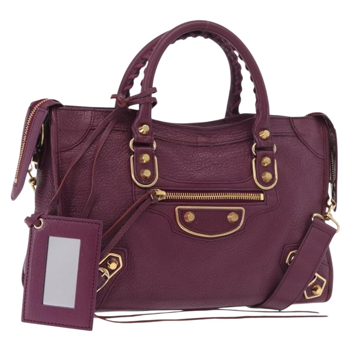 BALENCIAGA Classic Metallic Edge City S 2way Purple 432831 Auth 185405SAM - Jerrillo