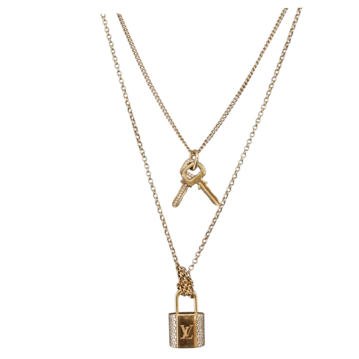 LOUIS VUITTON LV Padlock Necklace metal Gold M01593 LV Auth 185417SAM - Jerrillo