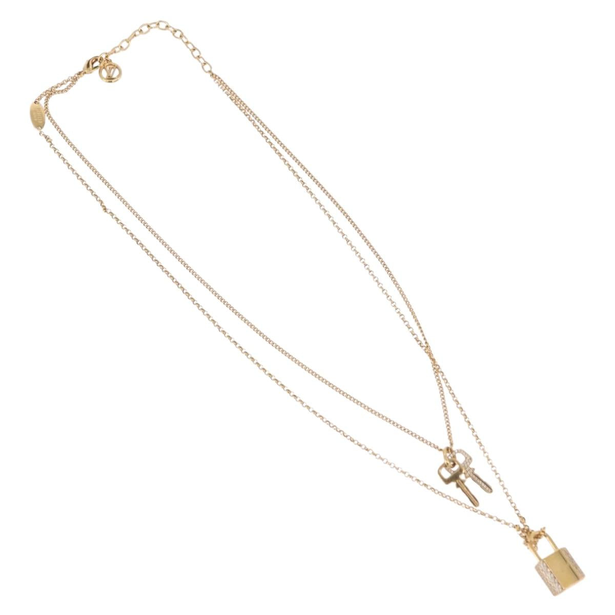 LOUIS VUITTON LV Padlock Necklace metal Gold M01593 LV Auth 185417SAM - Jerrillo image 2